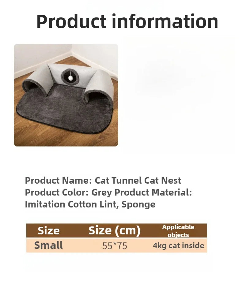 U-shaped cat tunnel bed product information and dimensions