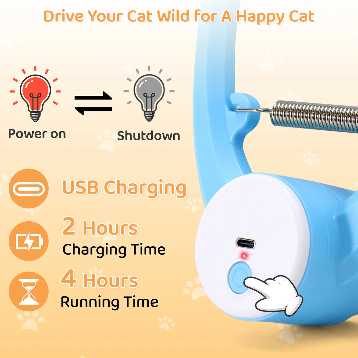Rechargeable automatic cat toy with fluttering feather movement